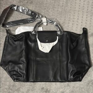 Longchamp Black Leather Tote Bag